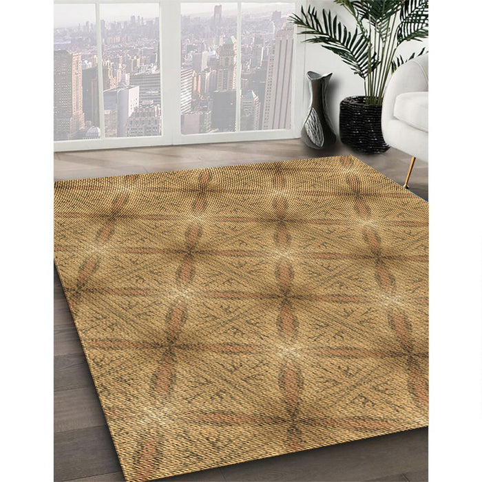 Machine Washable Transitional Yellow Rug in a Family Room, wshpat3627brn