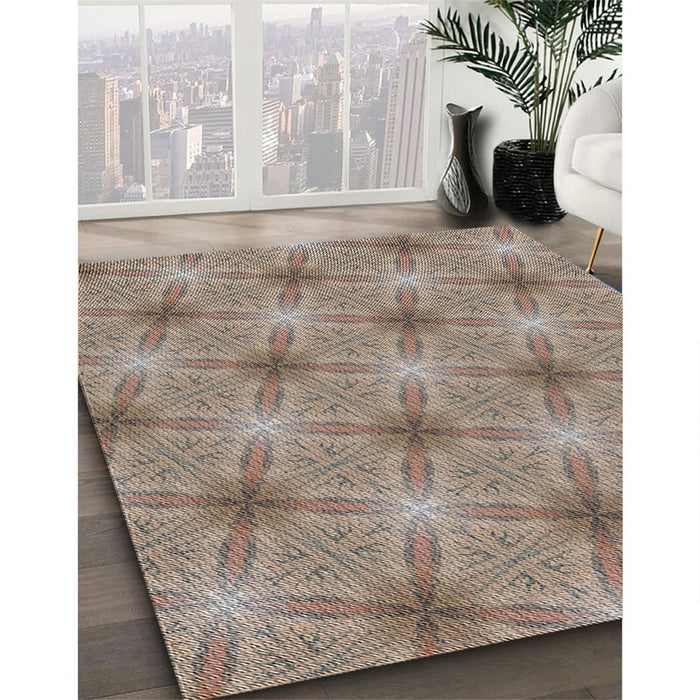 Patterned Brown Novelty Rug in Family Room, pat3627
