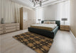 Patterned Oak Brown Rug in a Bedroom, pat3628brn