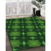 Patterned Dark Forest Green Rug in Family Room, pat3628grn