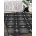 Patterned Charcoal Black Rug in Family Room, pat3628gry