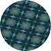 Square Patterned Dark Cyan Green Rug, pat3628lblu