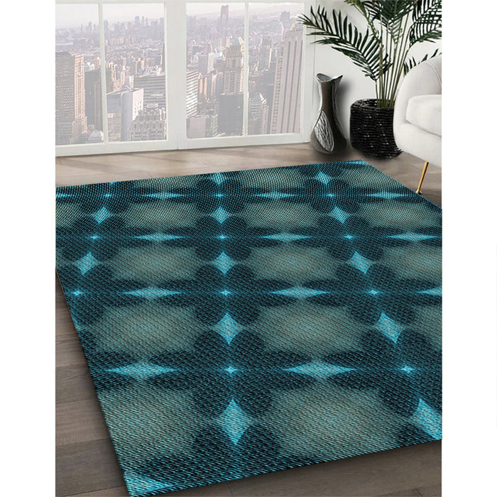 Machine Washable Transitional Dark Cyan Green Rug in a Family Room, wshpat3628lblu