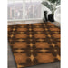 Patterned Mahogany Brown Rug in Family Room, pat3628org