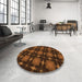 Round Patterned Mahogany Brown Rug in a Office, pat3628org