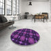 Round Patterned Dark Orchid Purple Rug in a Office, pat3628pur