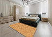 Patterned Neon Orange Rug in a Bedroom, pat3629org