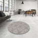 Round Machine Washable Transitional Army Brown Rug in a Office, wshpat3629
