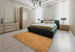 Patterned Dark Orange Rug in a Bedroom, pat3630org