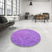 Round Patterned Purple Rug in a Office, pat3630pur