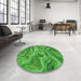 Round Patterned Green Rug in a Office, pat3631grn