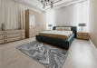 Patterned Dark Gray Rug in a Bedroom, pat3631gry