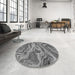 Round Patterned Dark Gray Rug in a Office, pat3631gry