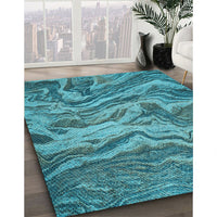 Patterned Teal Green Rug, pat3631lblu