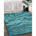 Patterned Teal Green Rug in Family Room, pat3631lblu