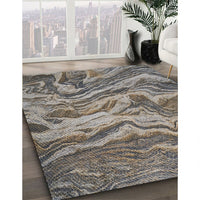 Patterned Charcoal Gray Novelty Rug, pat3631