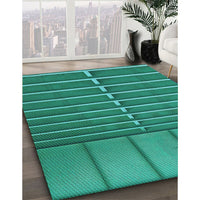 Patterned Dark Turquoise Green Rug, pat3632lblu