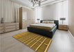 Patterned Dark Bronze Brown Rug in a Bedroom, pat3632org