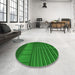 Round Patterned DarkGreen Rug in a Office, pat3633grn