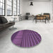 Round Patterned Plum Purple Rug in a Office, pat3633pur