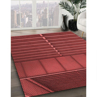 Patterned Tomato Red Rug, pat3633rd