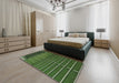 Machine Washable Transitional Dark Forest Green Rug in a Bedroom, wshpat3633