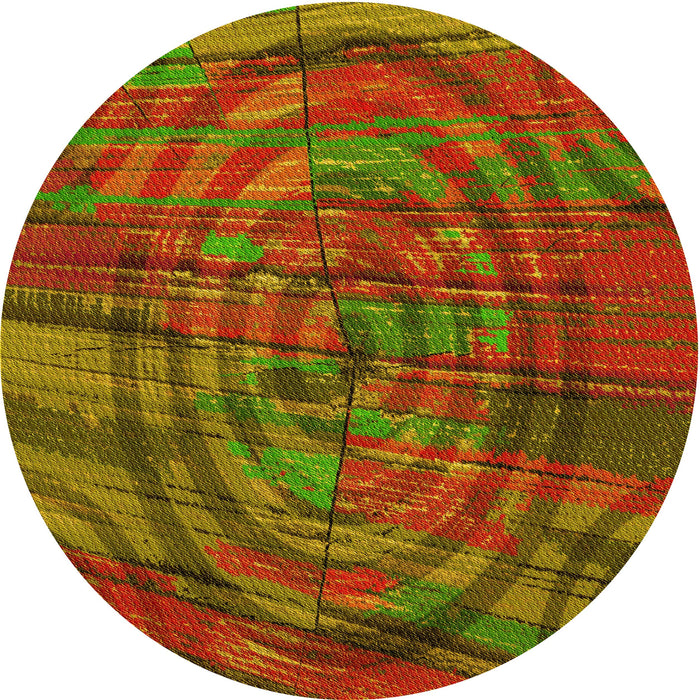 Square Machine Washable Transitional Dark Yellow Green Rug in a Living Room, wshpat3634yw