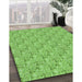 Machine Washable Transitional Emerald Green Rug in a Family Room, wshpat3635grn