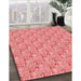 Machine Washable Transitional Light Coral Pink Rug in a Family Room, wshpat3635rd
