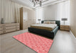 Round Machine Washable Transitional Light Coral Pink Rug in a Office, wshpat3635rd