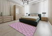 Machine Washable Transitional Pink Rug in a Bedroom, wshpat3635