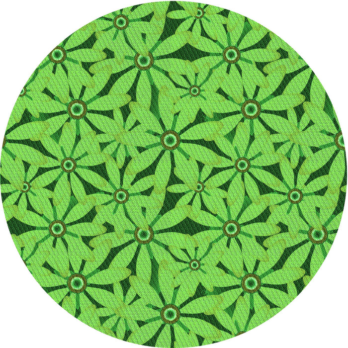 Square Machine Washable Transitional Emerald Green Rug in a Living Room, wshpat3636grn