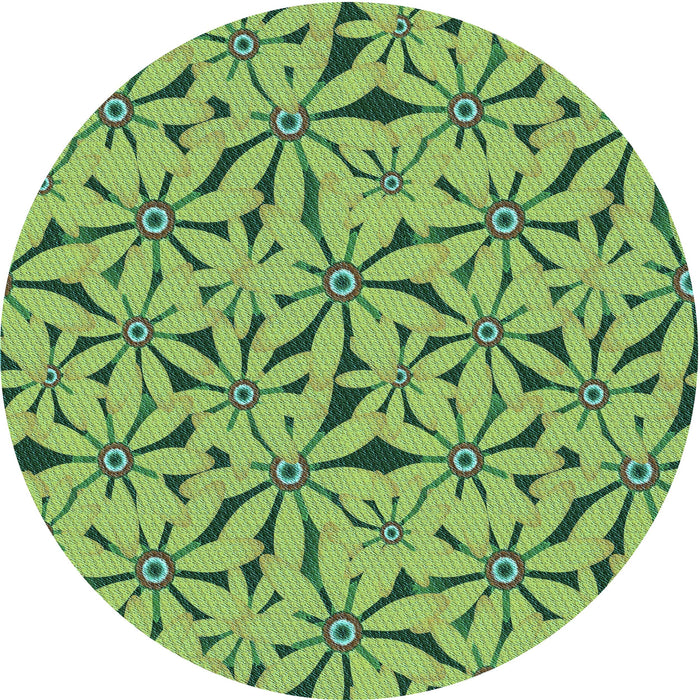 Square Machine Washable Transitional Seaweed Green Rug in a Living Room, wshpat3636lblu