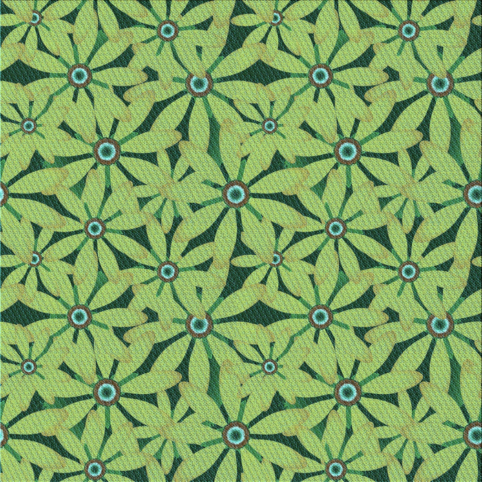 Round Patterned Seaweed Green Rug, pat3636lblu