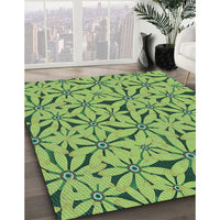 Patterned Seaweed Green Rug, pat3636lblu