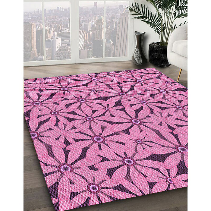 Patterned Violet Purple Rug in Family Room, pat3636pur