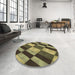 Round Patterned Milk Chocolate Brown Rug in a Office, pat3637brn