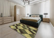 Patterned Milk Chocolate Brown Rug in a Bedroom, pat3637brn