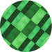 Square Machine Washable Transitional Green Rug in a Living Room, wshpat3637grn