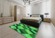 Patterned Green Rug in a Bedroom, pat3637grn