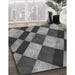 Patterned Black Rug in Family Room, pat3637gry