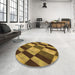 Round Patterned Dark Bronze Brown Rug in a Office, pat3637org