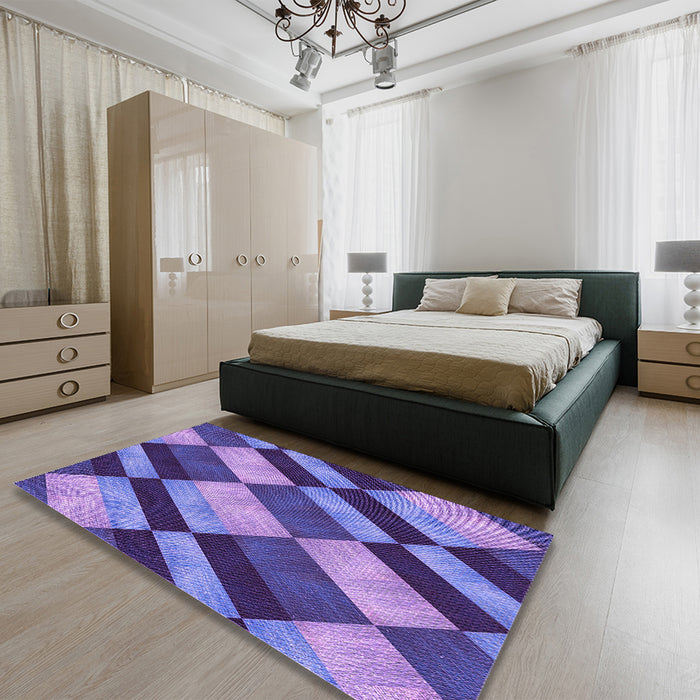 Round Machine Washable Transitional Amethyst Purple Rug in a Office, wshpat3637pur
