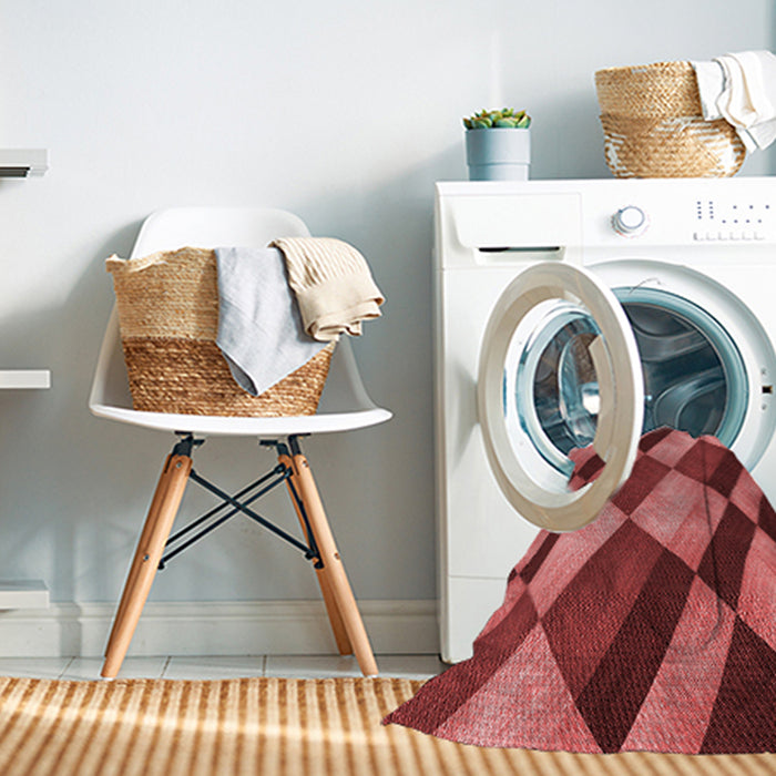 Machine Washable Transitional Red Rug in a Washing Machine, wshpat3637rd
