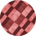 Square Patterned Red Rug, pat3637rd