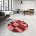 Round Patterned Red Rug in a Office, pat3637rd