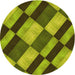 Square Patterned Green Rug, pat3637yw