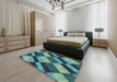 Machine Washable Transitional Dark Blue Grey Blue Rug in a Bedroom, wshpat3637