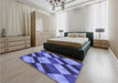 Patterned Sky Blue Rug in a Bedroom, pat3638blu