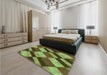 Patterned Green Rug in a Bedroom, pat3638grn